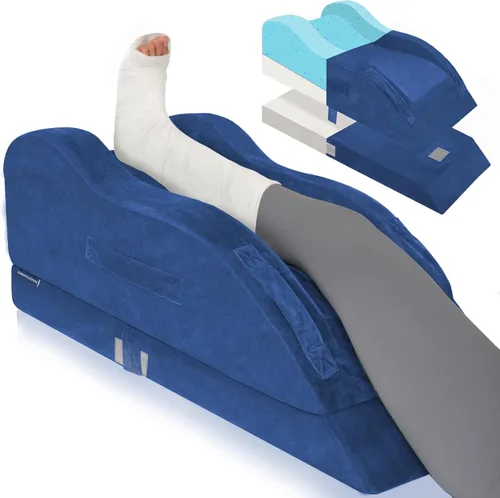Vista 9 de KingPavonini Almohadas ajustables de elevación de piernas para después de la cirugía, curva ergonómica mantiene la rodilla recta, almohada de espuma