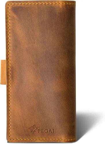 Vista 23 de PEGAI Handmade Minimalist Design Checkbook Cover 100% Distressed Full Grain Horse Leather Checkbook Wallet Business Checkbook Binder Clark
