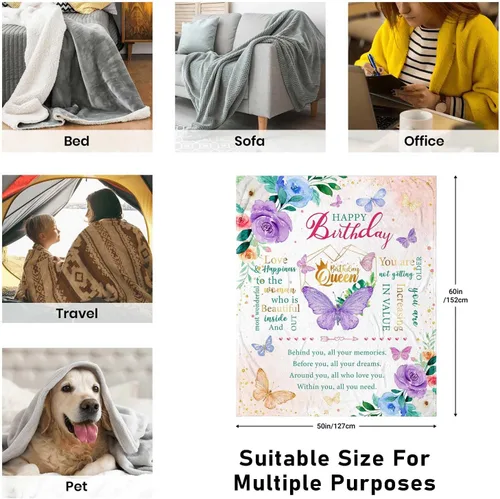 Vista 4 de Regalos de cumpleaños para mujeres, regalos de feliz cumpleaños para mujeres, manta decorativa de amistad de 50" x 60", las mejores ideas de regalos