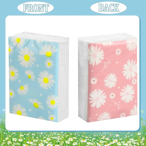 Vista 4 de Outus Paquete de 100 800 hojas de pañuelos pequeños de bolsillo de viaje, 3 capas, tamaño de viaje, pañuelos faciales individuales, diseño floral