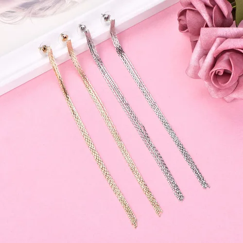 Vista 4 de Starchenie Long Tassel Dangle Earrings Gold, Silver Drop Threader Earrings Jewelry for Women