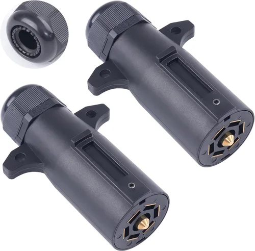 Vista 9 de CheeMuii 2 PCS Enchufe de remolque de 7 pines con sello impermeable, resistente, 7 vías redondas, estilo RV, conector de remolque de 7 puntos