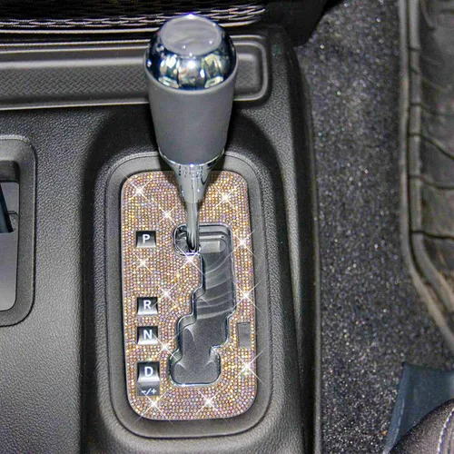 Vista 7 de Para Jeep Wrangler JK JKU Accesorios 2012 2013 2014 2015 2016 2017 2018 Bling Gear Shift Box Frame Cover Trim Panel Sticker para mujeres y hombres