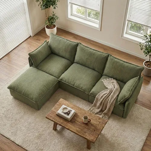 Vista 10 de Acanva Sofá modular modular para sala de estar, cómodo sofá convertible en nube, sofá de gran tamaño con otomana y fundas de felpilla lavables