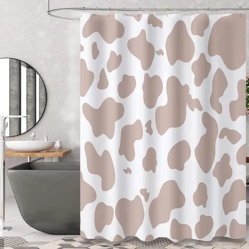 Vista 9 de Cortina de ducha (60" x 72"), estampado de leopardo guepardo negro, tela de poliéster, impermeable, estilo moderno, baño Negro-d1