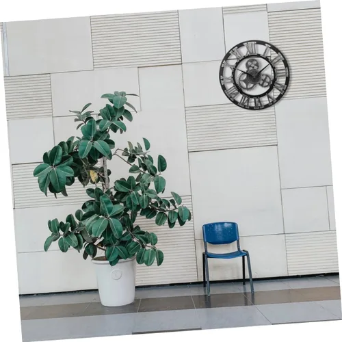 Vista 7 de DECHOUS Reloj de pared de engranajes industriales, gran reloj de pared moderno y creativo, decoración retro chic