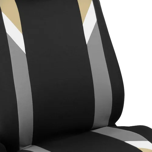 Vista 4 de Fundas para asientos en 3 filas modernas de alta calidad FH GROUP FH-FB033217 color beige y negro, para la mayoría de los autos, camionetas, SUV
