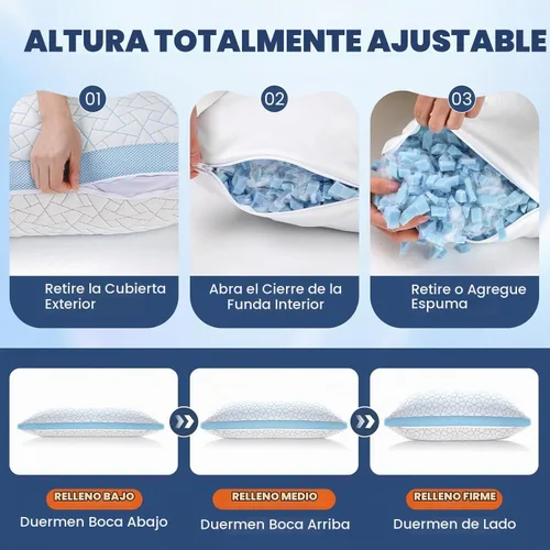 Vista 6 de A-Pce Almohada para dormir de lado, almohada refrescante para soporte de Almohadas ajustables de espuma viscoelástica para aliviar el dolor