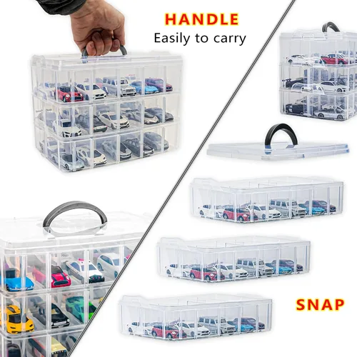 Vista 3 de YYDS Estuche de almacenamiento para 30 ruedas calientes, organizador de almacenamiento de autos de juguete para autos de caja de cerillas, soporte