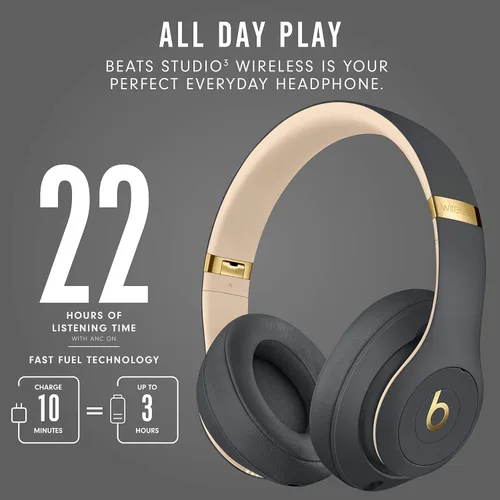 Vista 4 de Auriculares inalámbricos Beats Studio3 – La colección Beats Skyline - Gris sombra (modelo más reciente) (renovados)