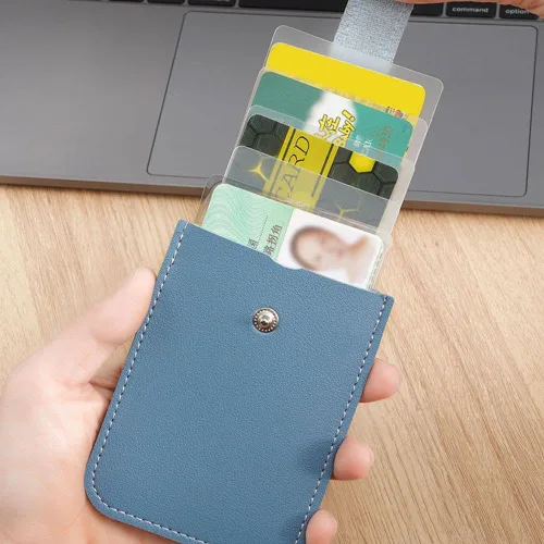 Vista 6 de Crazyview Cardcarie - Organizador de tarjetas extraíble, bolsa organizadora de cuero con cierre a presión, organizador de tarjetas extraíble
