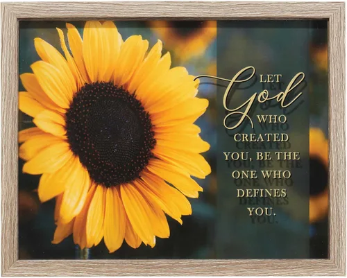 Vista 2 de Dicksons Let God Who Created You Define You - Placa decorativa de pared de MDF (15 x 12 pulgadas), diseño de girasol amarillo
