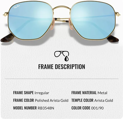 Vista 83 de Ray-Ban RB3548N Lentes planas hexagonales, gafas de sol cuadradas y redondas con kit oficial de gafas