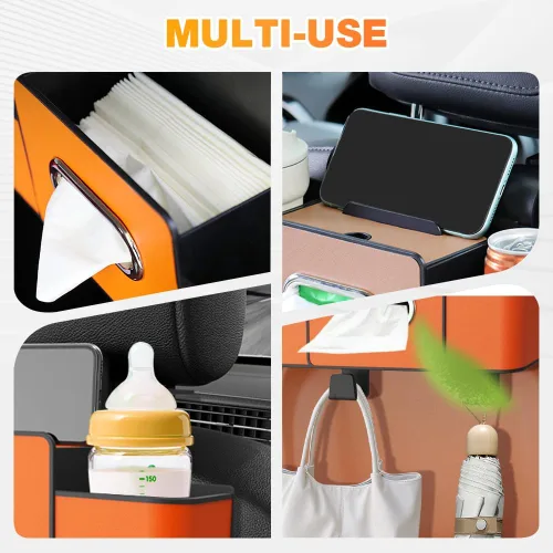 Vista 5 de PUSKIU Organizador y caja de almacenamiento para automóvil, organizadores de automóvil y caja de almacenamiento para asiento trasero, organizador