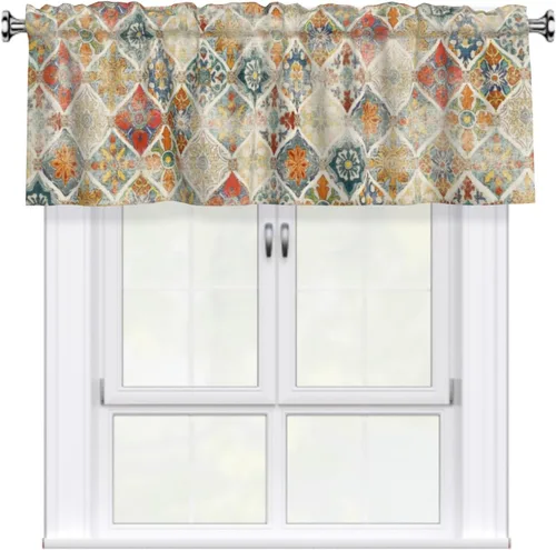 Vista 30 de Cenefa de estrella del oeste de Texas para ventana, rústica, granja, granero, cocina, cenefa de ventana rural vintage con bolsillo para barra