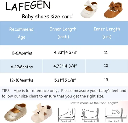 Vista 6 de LAFEGEN Zapatos planos Mary Jane para bebés y niñas con Bownot, suela suave, suela suave, piel sintética, recién nacidos, para primeros pasos