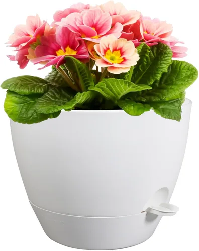 Vista 23 de Meowell Macetas grandes de 12 pulgadas con riego automático para plantas de interior y exterior, macetas para flores con orificios de drenaje