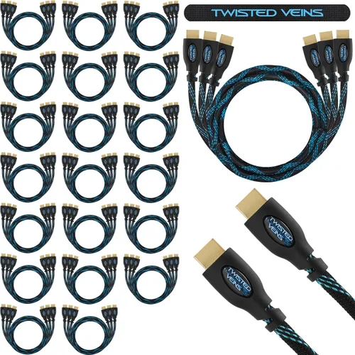 Vista 11 de Cable CABTE de alta velocidad HDMI 1.4 HDMI, de 10 ft., 1080p con malla y soportes de filtro 3D, blue ray HDMI to HDMI Cable Multi pack, HDMI Cord
