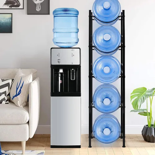 Vista 2 de Klvied - Organizador resistente de jarra de agua de 5 niveles, estante resistente para garrafón de agua de 5 galones para cocina, oficina, sala
