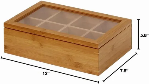 Vista 5 de Oceanstar - TB1323 Oceanstar Caja de té de bambú, 12 pulgadas, natural