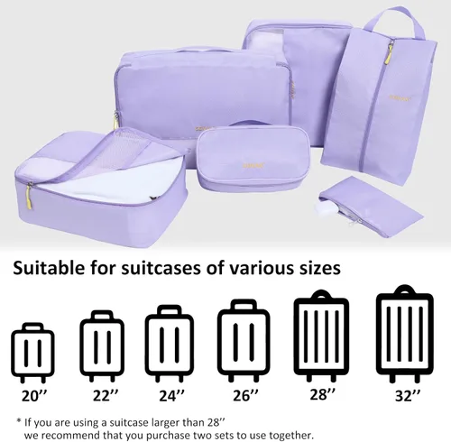 Vista 4 de COVAX Cubos de embalaje para maletas, juego de 5 bolsas organizadoras de equipaje de viaje y cubos de almacenamiento para mujeres y hombres