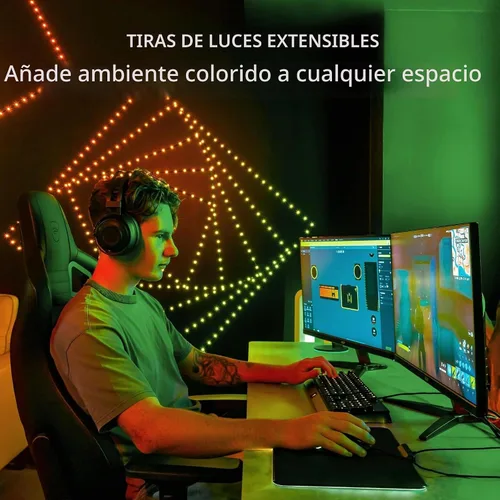Vista 2 de Twinkly Dots Luces de Cadena LED Flexibles Controladas por Aplicación que Cambian de Color, 60 RGB (16 Millones de Colores). 60 LED / 10 Pies Cable