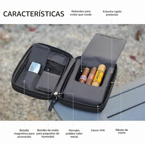 Vista 3 de CASE ELEGANCE Klaro - Funda de viaje para 5 puros, protección rígida Negro