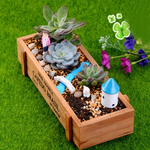 Vista 3 de Maceta decorativa de madera para plantas pequeñas y llaves