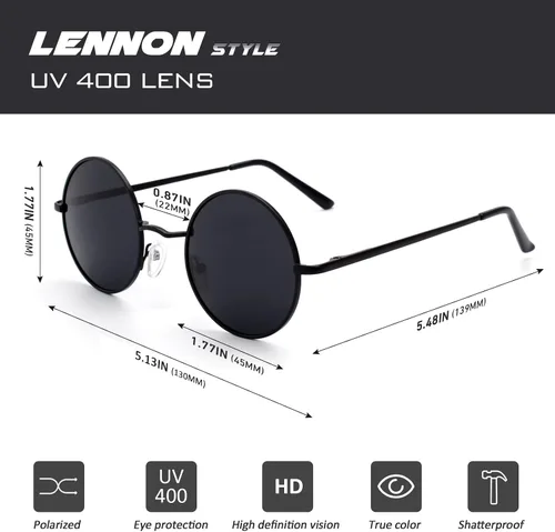 Vista 3 de CGID E01 Lennon - Gafas de sol polarizadas redondas unisex