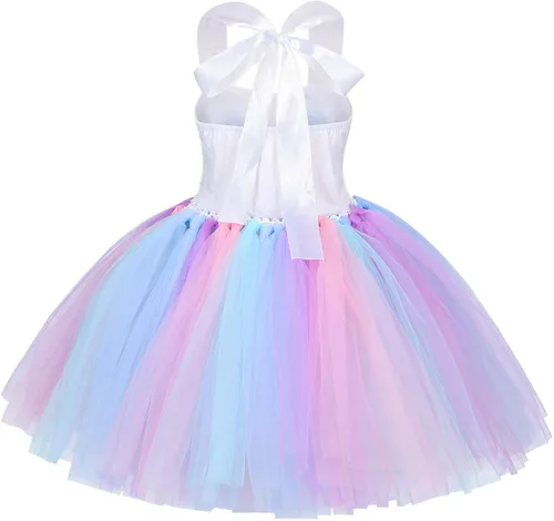 Vista 2 de Jurebecia Princess Mermaid Tutu Dress Girls Sequins Mermaid Outfits Halloween Costume Birthday Party Cosplay Holiday Dress Up