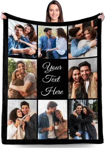 Vista 12 de Regalos personalizados para novio, novia, regalo personalizado para marido y esposa, mantas personalizadas con imágenes, manta de fotos
