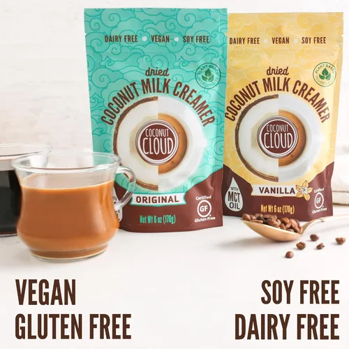 Vista 5 de Coconut Cloud: Crema de café sin lácteos a base de plantas, apta para dieta cetogénica, leche de coco en polvo sin azúcar, sin lácteos, sin OMG, a
