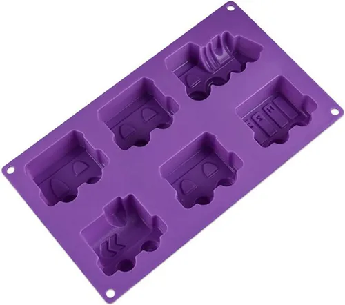 Vista 3 de Joyeee Molde de silicona para pastel de tren, 1 molde antiadherente de 6 cavidades para hornear para brownies de chocolate, tazas de magdalenas