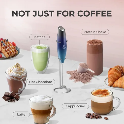 Vista 377 de Zulay Milk Boss Espumador de leche potente manual, hace espuma para latte, batidor para mezclar bebidas, café, miniespumador para capuchino, frappé