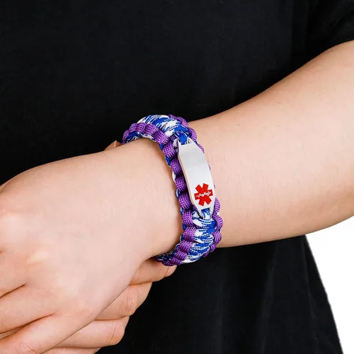 Vista 71 de Pulsera de alerta médica Paracord para hombres y mujeres Pulsera de identificación médica de acero inoxidable con hebillas de liberación lateral