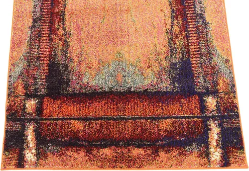Vista 7 de Unique Loom Estrella Collection - Alfombra de área rústica, envejecida, moderna, abstracta, 3 pies 3 pulgadas x 5 pies 3 pulgadas, naranja/negro
