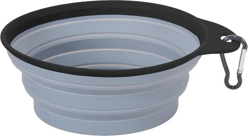 Vista 2 de Stansport Cuencos plegables de silicona para viaje, paquete de 2, gris y azul, grandes