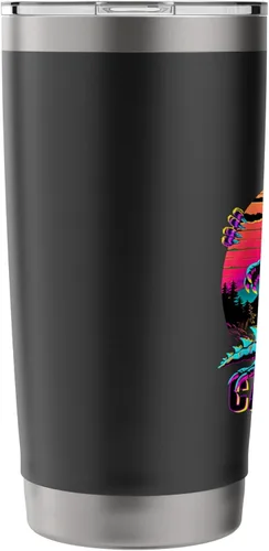 Vista 4 de Streetwear Synthwave 80s 90s Catzilla Cat Japanese teen Stainless Steel Insulated Tumbler Black