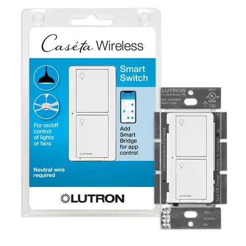 Vista 20 de Lutron Caseta - Interruptor de luz inteligente original (requiere Lutron Smart Hub), para el hogar, luces LED y ventiladores, 6 amperios, un solo