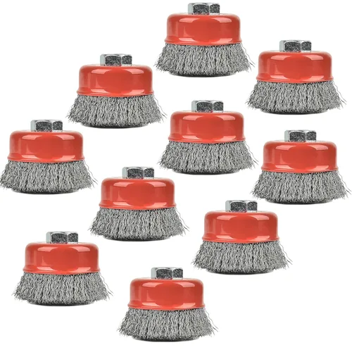 Vista 11 de A A IN Paquete de 2 ruedas de alambre para amoladora angular, cepillo de rueda de alambre de 3 pulgadas con eje roscado de 5/8"-11 para amoladora