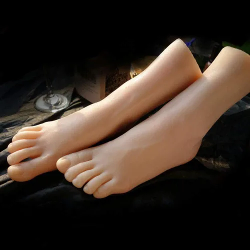 Vista 4 de 1 par de silicona de tamaño real maniquí femenino pierna exhibición de pie joyería sandalia zapato calcetín exhibición arte boceto pie alternativo
