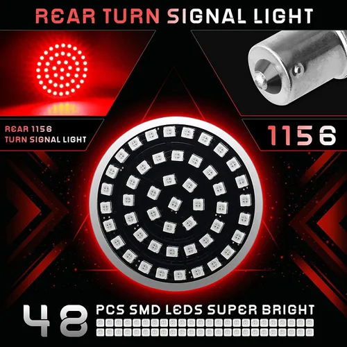 Vista 4 de Señales de giro LED secuenciales, parpadeos delanteros 1157 + traseros 1156 con lente ahumada compatibles con Harley Sportster Softail Street Glide