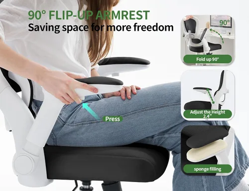 Vista 4 de [Usado] Silla de oficina ergonómica, sillas de escritorio para computadora cómodas, silla de juegos de respaldo alto de malla con soporte lumbar