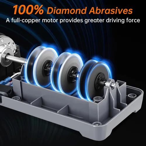 Vista 3 de Afilador de cuchillos Enutogo, afilador de cuchillos eléctrico profesional de 3 etapas para cuchillos de cocina, 100% abrasivo de diamante para guía