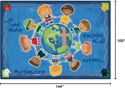 Vista 2 de Alfombras para niños KID$Value Plus 92017 Great Commission - Alfombra rectangular de 7 pies 6 pulgadas x 12 pies