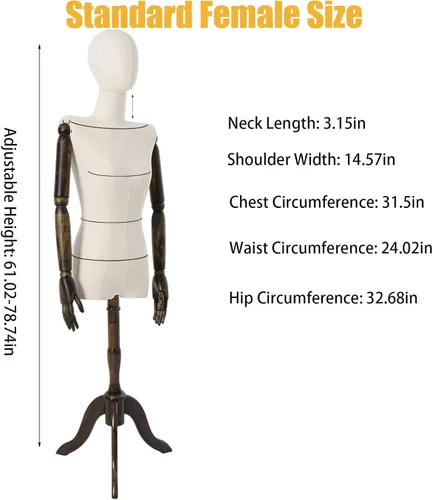 Vista 4 de Exhibición de la forma del vestido femenino Forma de vestido de torso de maniquí femenino Modelo de vestido de costura con brazos desmontables