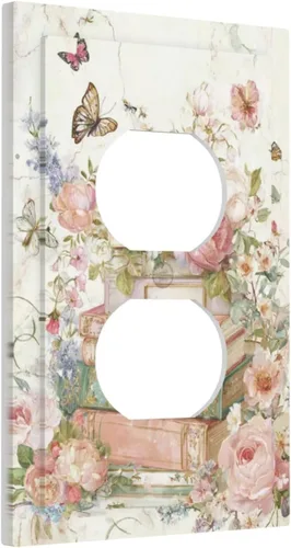 Vista 58 de Cubierta de Interruptor de Luz de Estilo Boho Vintage de los 70 Sol Arcoíris Champiñón Floral Rocker Individual 1 Gang Cubierta de Enchufe