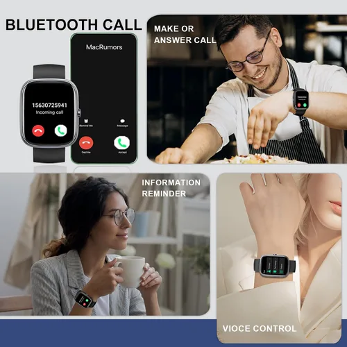 Vista 3 de Reloj inteligente para hombres y mujeres, reloj inteligente de 1.91 pulgadas con respuesta/hacer llamadas, rastreador de fitness con más de 100
