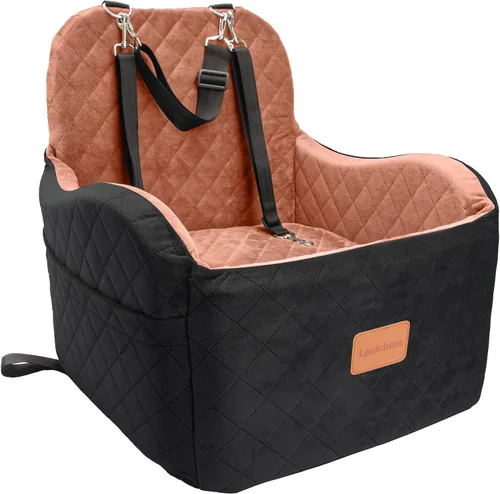 Vista 7 de Lealchum Asiento elevador de automóvil para perro, tela ultrasuave y relleno de espuma viscoelástica, cojín elevado, 3 correas y canal para cinturón