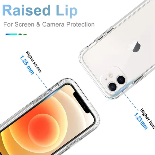 Vista 2 de Funda para iPhone 12 Mini con protector de pantalla de vidrio templado, protección de cuerpo completo transparente 360 + TPU suave a prueba